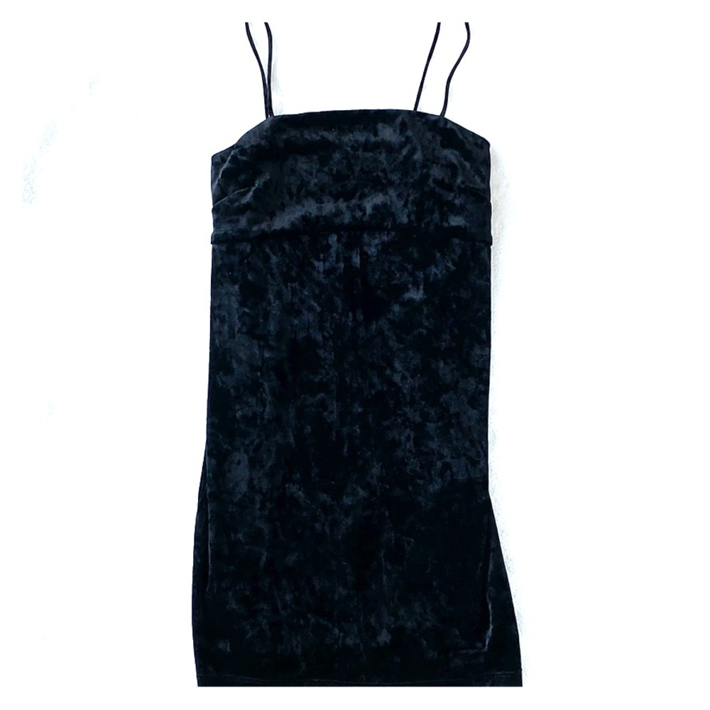 Topshop Black Velvet Mini Dress